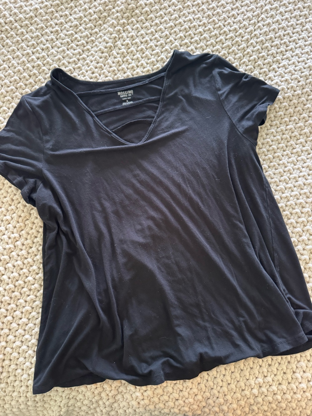 Black V-Neck Short Sleeve Tee